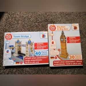 2- New Playtive 3-D Puzzles! Tower Bridge & Big Ben, New In Box 2020